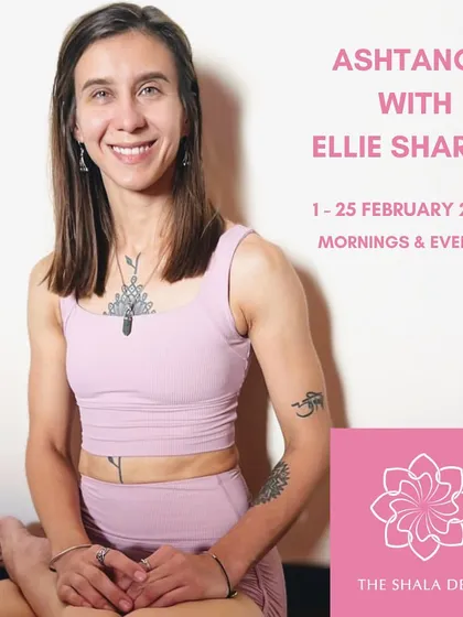 An announcement for when we hosted guest teacher Ellie Sharma for a month of Ashtanga practice, a great opportunity for students to deepen their journey.