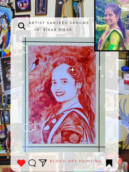 This is the result of a client's trust in my art. With just a few drops of blood, I transformed a simple photograph into a personalized blood portrait. The final framed piece is a testament to their unique story.