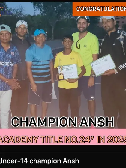 Champion Ansh, our Under-14 winner from the same tournament at Modern School. Winning titles in both the U-14 and U-16 categories shows the depth of talent in our senior program.
