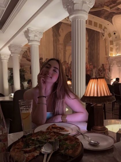 A happy moment at Begeterre, a fine-dining spot in Gurugram. The opulent, European-inspired interiors with grand pillars and murals make for a stunning backdrop.