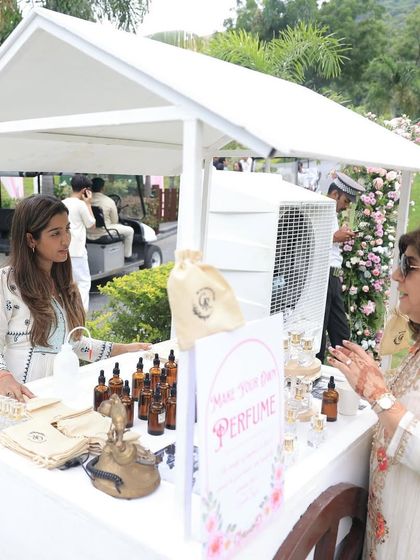 A "Make your own Perfume" bar was a unique and scent-sational activity for guests at this welcome brunch. It's an elegant and interactive favor that leaves a lasting impression.