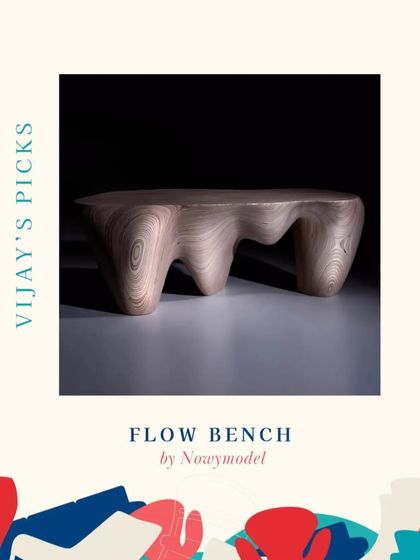 The Flow Bench by Nowymodel, with its organic, sculptural form, aligns with our love for fluid and natural shapes.