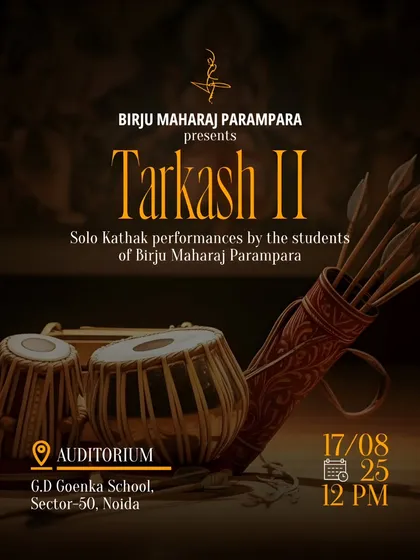 We cordially invite you to 'Tarkash II', a showcase of solo Kathak performances. This program is our endeavor to revive the tradition of 'ekal nritya' (solo dance) and prepare the next generation of performers.