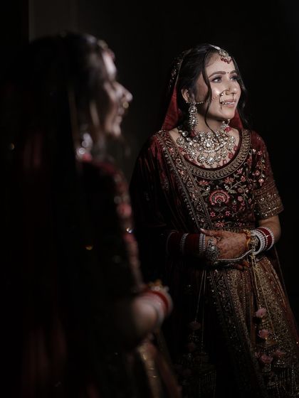 Another beautiful reflection shot, showing the makeup from a different angle and highlighting its flawless finish.