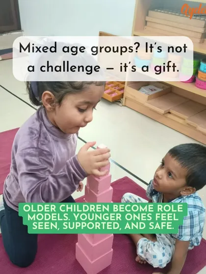 In our mixed-age classrooms, something beautiful happens. Older children naturally become mentors and role models, while younger ones feel seen and supported. This is not a challenge; it is a gift that builds a true family-like community.