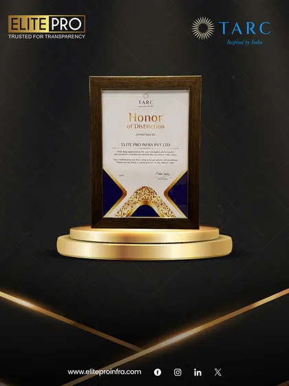 The 'Honor of Distinction' certificate from TARC Limited. We value these recognitions as proof of our successful partnerships and our ability to deliver on our promises.