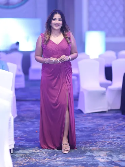 A full-length view of my elegant gown for the Marcin gala.