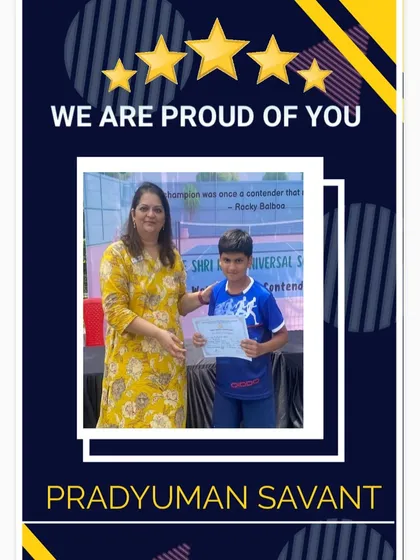 Consistency is crucial for success. Here is Pradhyuman Savant being recognized for securing a silver medal and a 4th place finish in the DSO and CISCE U-14 school tournaments.