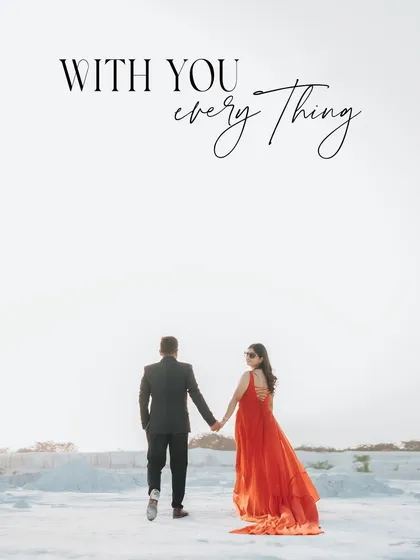 A simple yet powerful image of the couple walking hand-in-hand into a vast, bright landscape, symbolizing their journey forward together.