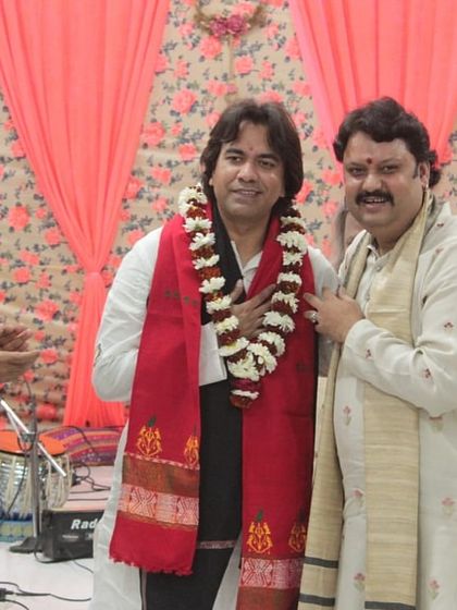 Sharing a moment of appreciation with a guest artist after his wonderful performance at our tribute concert.