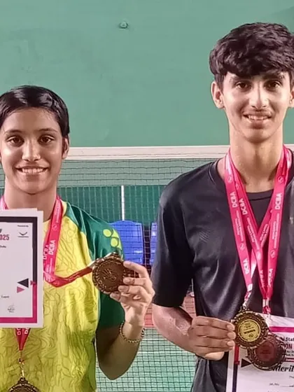 Presenting the winners from the 2nd Delhi State Championship. Alina and Lakshay showcasing their medals and merit certificates after a hard-fought tournament. Their success in mixed doubles is a product of excellent teamwork.