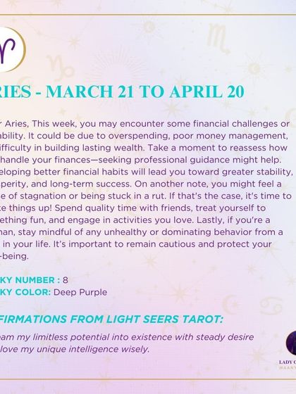 A weekly forecast for Aries addressing financial challenges and feelings of stagnation. My guidance offers practical steps and a reminder to protect your well-being.