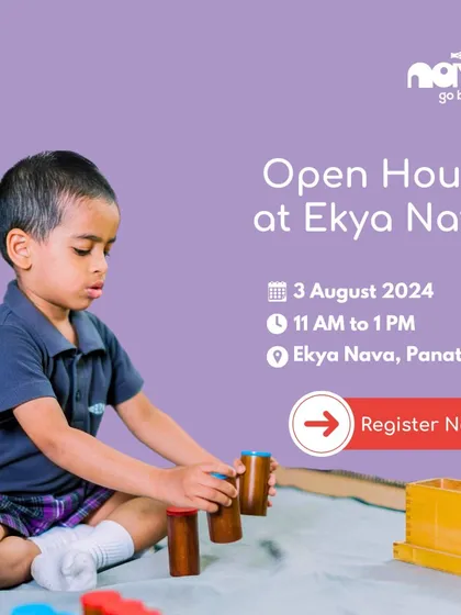 A young child is focused on playing with colorful wooden cylinders at an Open House. This image showcases the Montessori-inspired, hands-on materials I provide to encourage exploration and learning through play.