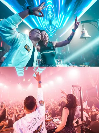 Celebrating Friendship Day with the Thane crew. This collage shows me and DJ Sachin taking selfies with the crowd and rocking the decks together for an unforgettable night.