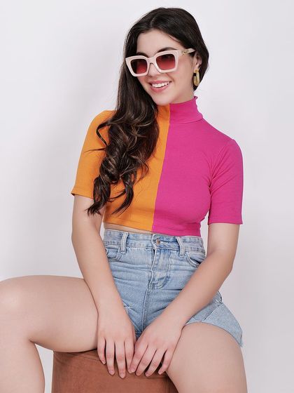 This image showcases another color variation of the crop top, demonstrating our ability to maintain consistency across a product line.