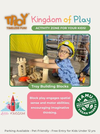 Featuring Troy Building Blocks, a popular open-ended play activity that engages spatial sense and motor abilities.