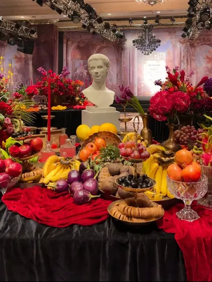 We are proud to collaborate with the vanguards of fashion and design. Here is our work for Siddartha Tytler's 'Caligula’s Feast' at the Hyundai India Couture Week, where we crafted a decadent, opulent tablescape of crimson florals and fruits, merging the worlds of high fashion and high art.