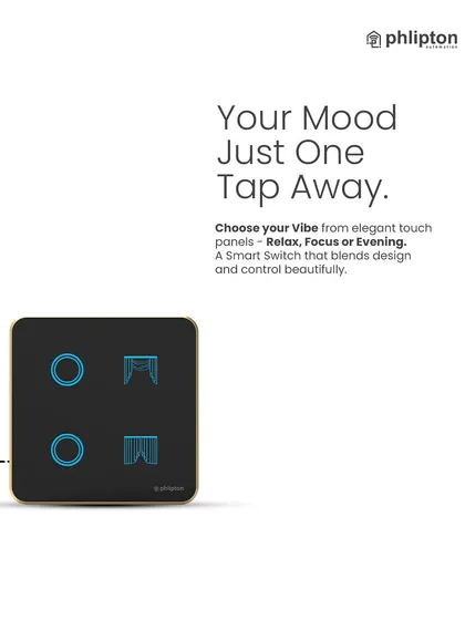 Your desired mood is just one tap away. With these elegant touch panels, you can instantly choose a vibe like 'Relax' or 'Focus', and the system will adjust the lighting and curtains accordingly.