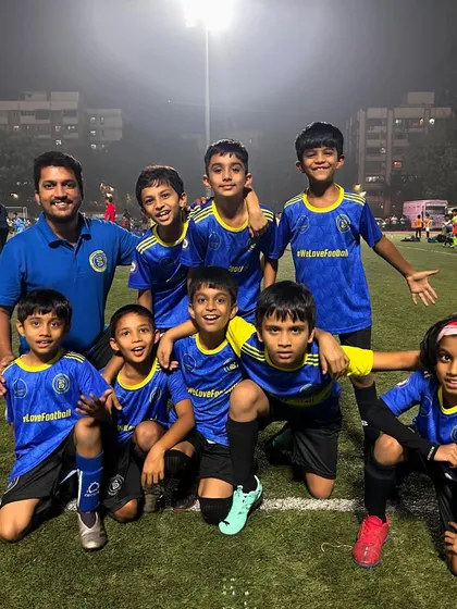 Our U9s having fun at the Mumbai City FC Baby League, with fun team names like Watermelon FC and Pani Puri FC.