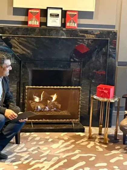 A quiet moment of conversation between our moderator Kunal Mehta and guest speaker Rishad Tobaccowala at our Fireside Chat. The evening was filled with honesty, warmth, and wisdom.