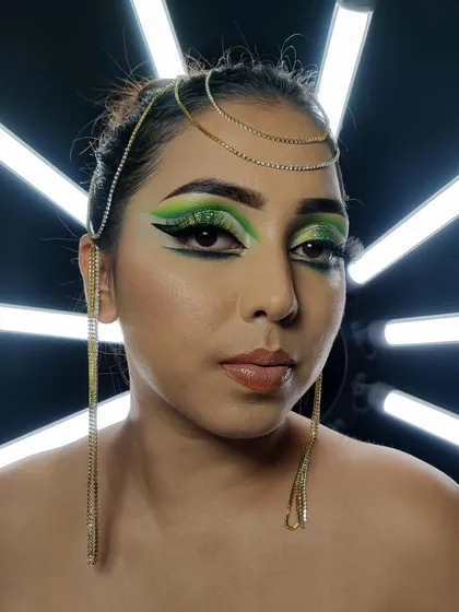 Another angle of the Arabic eye look, showing how the liner and shadow work together to create a striking, graphic shape. This is a great example of my creative and technical range.