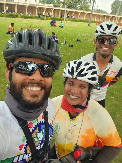 A happy group selfie from the Rajyotsava 200K ride. The smiles say it all.