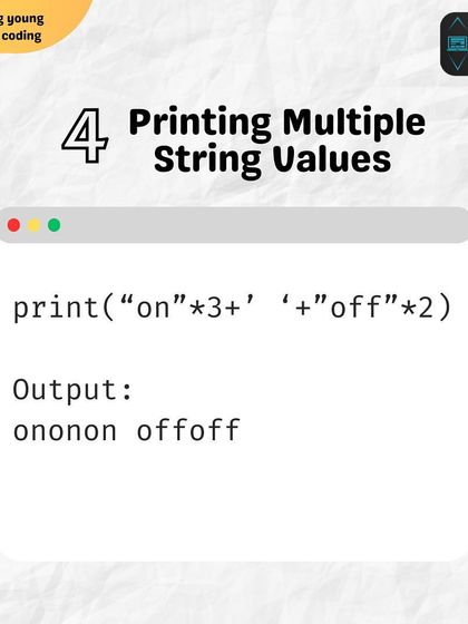 Python String Hack 4: Printing multiple string values. This example shows how you can use multiplication to repeat strings, a handy trick for generating patterns or test data.