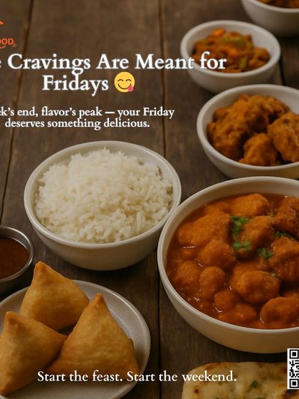 Some cravings are meant for Fridays. End your week on a high note with this comforting spread of curry, rice, and samosas.