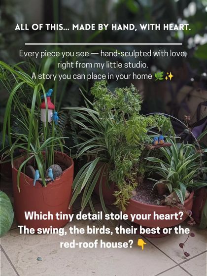 All of this was made by hand, with heart. This complete scene in two pots shows how different miniatures can come together to tell a larger story.