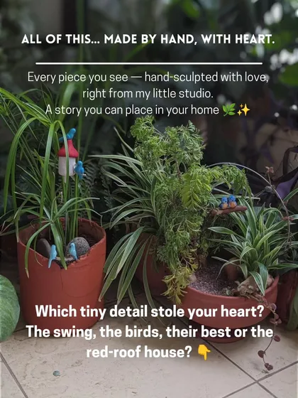 All of this was made by hand, with heart. This complete scene in two pots shows how different miniatures can come together to tell a larger story.