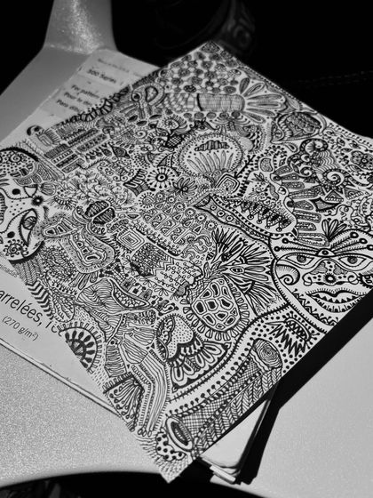 Another detail shot, showing the variety of textures and shapes I create with just a black pen.