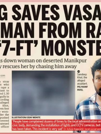 A stray dog's barking saved a woman from a rape attempt in Vasai. This is the side of dogs the news channels won't show you. They are our protectors.