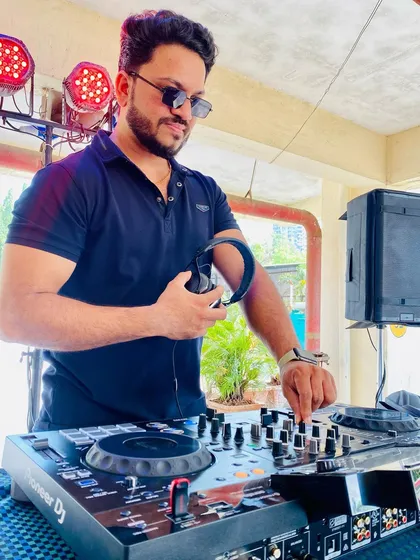 All set up and ready to go for an outdoor event. I ensure my professional DJ setup, including speakers and lighting, is perfectly configured for any venue, indoors or out.