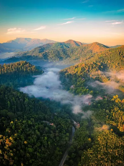 Chasing the morning light in the Western Ghats. This aerial photograph from Kalasa shows the valley filled with a blanket of mist as the first rays of sun touch the surrounding peaks. It’s moments like these, where nature puts on a show, that I live for.