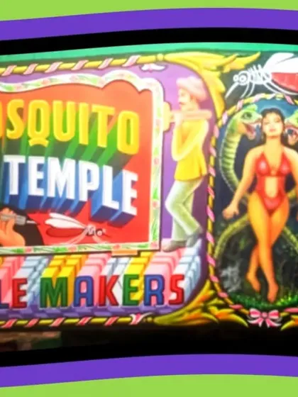 The full artwork for the Loco Mosquito sign, which also includes a depiction of Lord Krishna.