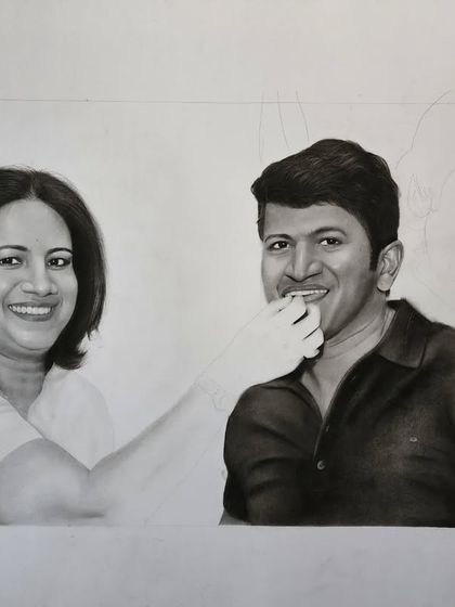 A progress shot of the tribute portrait.
