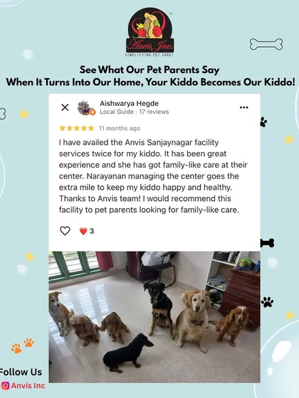 Your trust means the world to us. We are committed to providing the family-like care your dog deserves, and we're so grateful when pet parents like Aishwarya share their positive experiences.