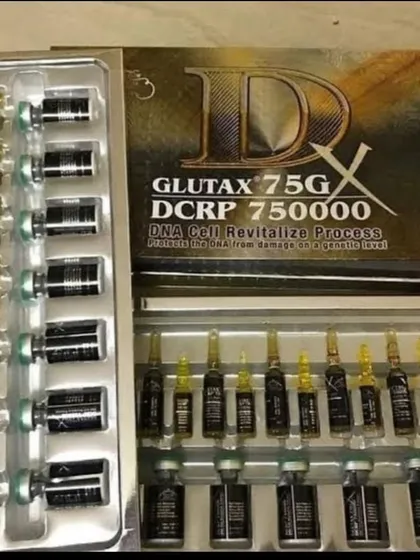 We supply high-demand aesthetic products like the Glutax 75G DCRP kit. This comprehensive set of vials and ampoules is designed for professional use in skin revitalization and whitening treatments.