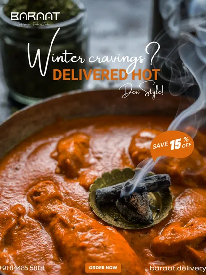 For my winter menu, I deliver cravings hot and desi style. This image captures the smoky aroma infused into my Butter Chicken.
