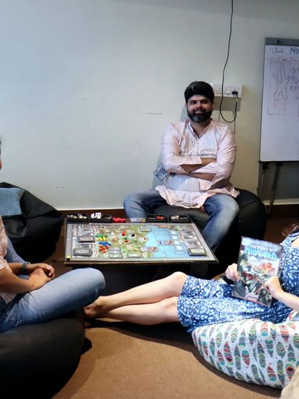 A relaxed game of Clank! on our comfy bean bags. It's the perfect way to spend a Saturday afternoon.