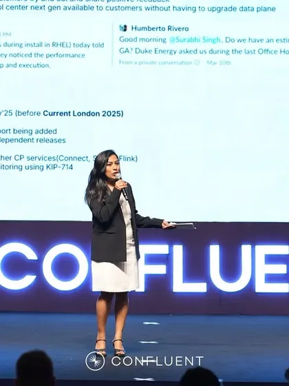 Holding the stage during a presentation at the Confluent summit. My presence ensures that the event stays on schedule and that the audience's attention is always directed where it needs to be.