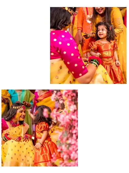 Capturing the joy of family extends to big celebrations too. Here, I focused on the sweet, candid interaction between a young girl and her family member during a traditional Haldi ceremony. These are the unscripted moments that tell the most beautiful stories.