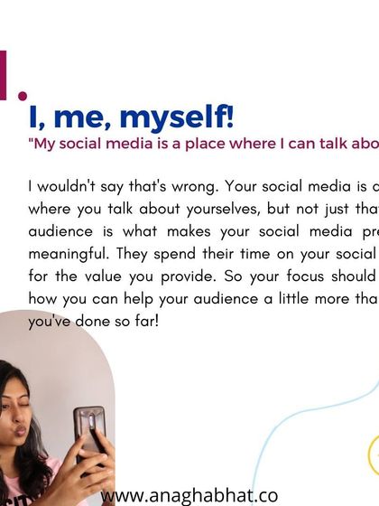 Mistake #1: Making it all about "I, me, myself". Your social media should provide value to your audience, not just be a monologue about your life.