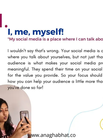 Mistake #1: Making it all about "I, me, myself". Your social media should provide value to your audience, not just be a monologue about your life.