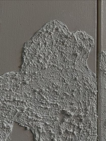 A macro shot of the heavy, stucco-like texture from a gold leaf series. I build up these surfaces to create a raw, organic feel that contrasts beautifully with the smooth gold accents.