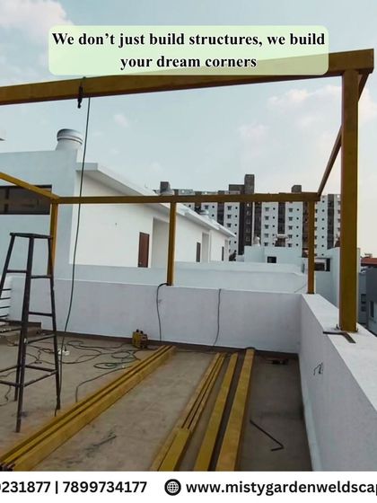 We don't just build structures, we build your dream corners. This image captures the beginning of a pergola fabrication at Natura Atavi, where a strong foundation is being laid for a beautiful outdoor space.