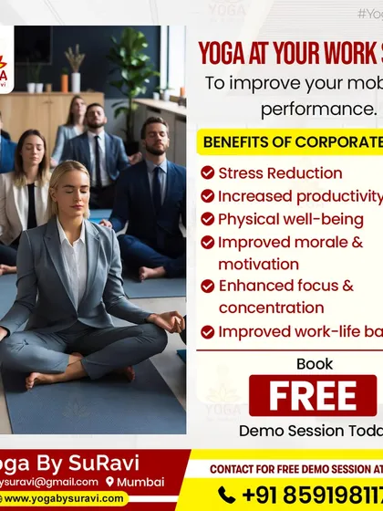 Our corporate yoga programs deliver tangible benefits, from stress reduction and increased productivity to improved physical well-being and work-life balance. We offer a free demo session for your team to experience the change.