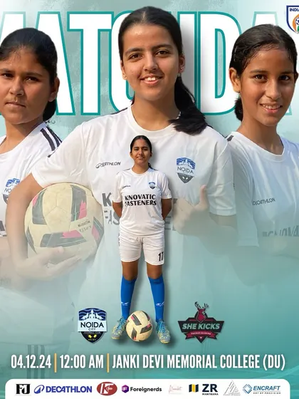 Matchday announcement for our SheWolves' game against She Kicks FA in the Women's Championship, featuring some of our key players ready for battle.
