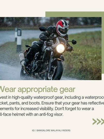 Our guide to riding safely in the rain. We advise riders to slow down, wear appropriate waterproof and reflective gear, maintain a safe distance, stay visible, and use smooth, gentle controls to maintain stability.
