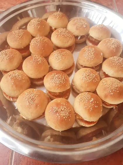 I bake the buns and make the patties from scratch for these adorable mini burgers. They are a huge hit at kids' parties and always disappear from the plate in minutes.